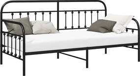 vidaXL Σκελετός κρεβατιού ημέρας Μαύρο 100 x 200 cm