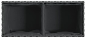 Ζαρντινιέρα Κήπου Μαύρη 72x30x32 εκ. Συνθ. Ρατάν με 2 Γλάστρες 366422