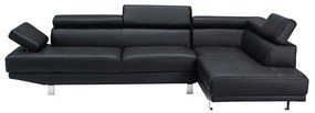 SECTOR Καναπές Σαλονιού Αριστερή Γωνία, Ανακλινόμενα Κεφαλάρια, Pu Μαύρο  265x191x82cm H.82cm [-Μαύρο-] [-PU - PVC - Bonded Leather-] Ε989,6L