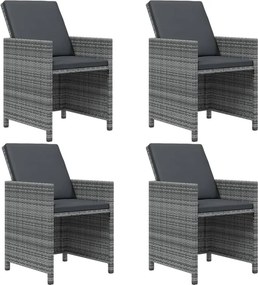 vidaXL Σετ Τραπεζαρίας Κήπου 5 Τεμαχίων Γκρι Συνθ. Ρατάν με Μαξιλάρια