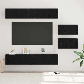 vidaXL Σετ επίπλου τηλεόρασης 6 pcs Μαύρη Οξυά Επεξεργασμένο ξύλο
