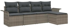 vidaXL Σετ Καναπέ Κήπου με μαξιλάρι 5 pcs Γκρι Πολυ ράταν