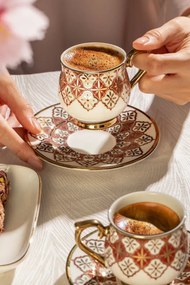 Σετ πορσελάνινων φλιτζανιών καφέ για 6 άτομα 12 τεμαχίων Λευκό