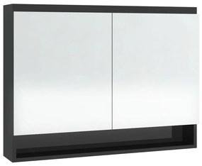 vidaXL Ντουλάπι Μπάνιου με Καθρέφτη 80x15x60 εκ. Λαμπερό Μαύρο από MDF