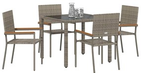 vidaXL Σέτ φαγητού για κήπο 5 pcs Γκρι 90 x 90 x 75 cm συνθετικό ρατάν