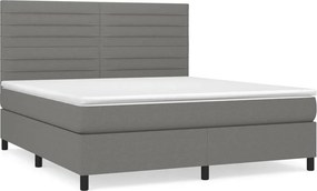 vidaXL Κρεβάτι Boxspring με Στρώμα Σκούρο Γκρι 180x200 εκ Υφασμάτιν