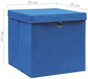 vidaXL Κουτιά Αποθήκευσης με Καπάκια 4 τεμ. Μπλε 28 x 28 x 28 εκ.