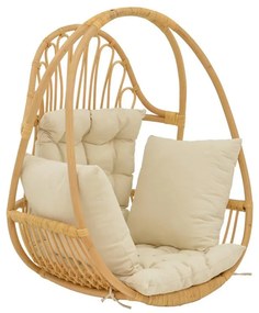 Hanging swing Jorg natural rattan-cream cushion 80x59x105cm 80x59x105 εκ.