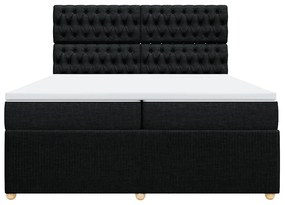 vidaXL Κρεβάτι Boxspring με Στρώμα Μαύρο 200x200 εκ. Υφασμάτινο
