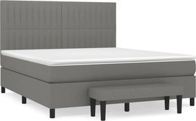 vidaXL Κρεβάτι Boxspring με Στρώμα Σκούρο Γκρι 160x200 εκ Υφασμάτινο