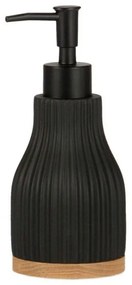 Δοχείο Κρεμοσάπουνου LBTAH-BA72044 Φ7,5x18,5cm 300ml Black-Natural Andrea House Polyresin,Wood
