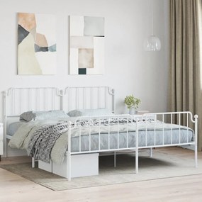 Πλαίσιο Κρεβατιού με Κεφαλάρι/Ποδαρικό Λευκό 160x200εκ. Μέταλλο