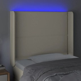 Κεφαλάρι Κρεβατιού LED Κρεμ 83x16x118/128εκ. Συνθετ. Δέρμα - Κρεμ