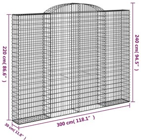 vidaXL Συρματοκιβώτια Τοξωτά 2 τεμ. 300x30x220/240 εκ. Γαλβαν. Ατσάλι