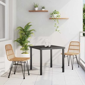 vidaXL Σέτ φαγητού για κήπο 3 pcs Καφέ Πολυ ράταν