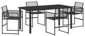 vidaXL Σέτ φαγητού για κήπο 5 pcs Μαύρο Χάλυβας με επίστρωση πούδρας
