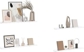 vidaXL Ράφι Τοίχου με ράφι Επιτοίχιο 4 pcs Λευκό Μάρμαρο 80 x 9 x 3 cm