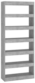 vidaXL Βιβλιοθήκη/Διαχωρισ. Χώρου Γκρι Σκυρ. 80x30x198 εκ. Επεξ. Ξύλο