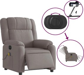 vidaXL Πολυθρόνα Μασάζ Ηλεκτρική Ανακλινόμενη Taupe Υφασμάτινη