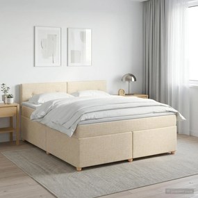 vidaXL Κρεβάτι box spring με στρώμα Κρεμ 140 x 200 cm Ύφασμα