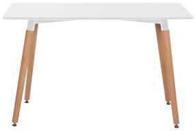 Σετ τραπεζαρίας MINIMAL C11767 5τμχ Λευκό MDF &amp; Καρέκλες Μπέζ Ύφασμα 120x80x73 εκ.