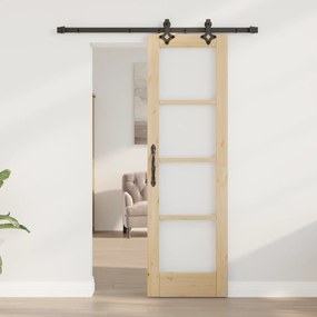 vidaXL Συρόμενη πόρτα  με σετ υλικών 61x198.5 εκ Στερεό ξύλο πεύκου