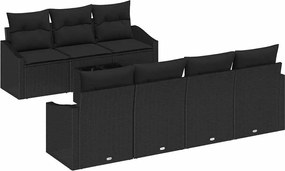 vidaXL Σετ Καναπέ με μαξιλάρι 8 pcs Μαύρο συνθετικό ρατάν