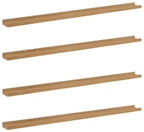 vidaXL Ράφι Τοίχου 4 pcs Καφέ 115 x 9 x 3 cm Επεξεργασμένο ξύλο
