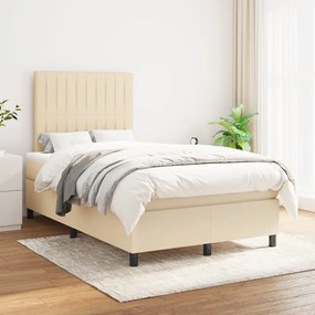 vidaXL Κρεβάτι Boxspring με Στρώμα Κρεμ 120x200 εκ. Υφασμάτινο