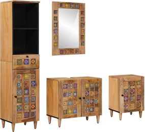 vidaXL Σετ Επίπλων Μπάνιου 4 τμχ. Φυσικό 38 x 33 x 160 εκ.