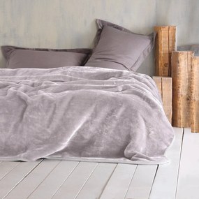 Κουβέρτα Βελουτέ Μονή (160x220) Rythmos Velour Μπεζ