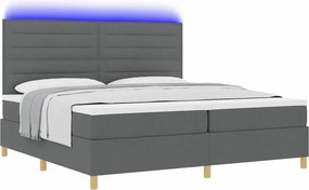 vidaXL LED Κρεβάτι με βάθρο Σκούρο Γκρι 200 x 200 cm ύφασμα