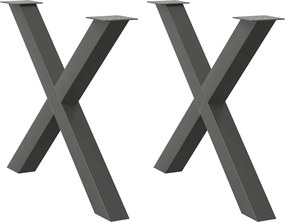 vidaXL Πόδια Τραπεζαρίας σε Σχήμα Χ, 2 τεμ. Ανθρακί 90x(72-73) εκ. Ατσάλι
