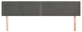 Κεφαλάρι με Πτερύγια Σκούρο Γκρι 183x16x78/88 εκ. Βελούδινο - Γκρι