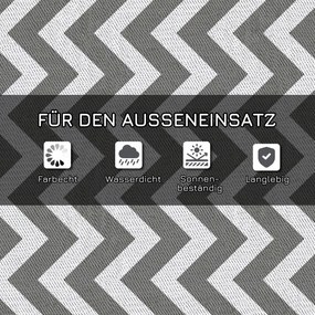 Outsunny Εξωτερικό Χαλί, Αδιάβροχο, Διπλής Όψης, Υψηλής Ποιότητας Συνθετική Ίνα, Ανοιχτό Γκρι+Λευκό, 121 x 182 εκ.