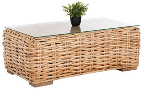 Τραπέζι Σαλόνι Κήπου Tropel HM9811 110x60x40cm Με Γυαλί Ασφαλείας Natural