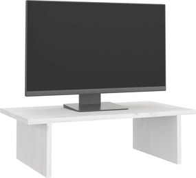 vidaXL Βάση Οθόνης Λευκή 50 x 27 x 15 εκ. από Μασίφ Ξύλο Πεύκου