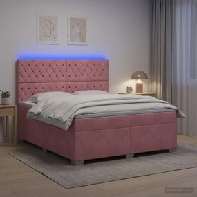 vidaXL Κρεβάτι box spring με στρώμα Ροζ 140 x 200 cm Βελούδο