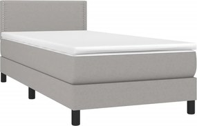 vidaXL Κρεβάτι Boxspring με Στρώμα &amp; LED Αν.Γκρι 80x200 εκ. Υφασμάτινο