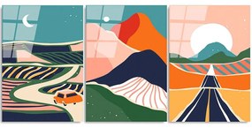 Πίνακας Γυάλινος (Σετ 3Τμχ) 123BZM2441 45x65cm Multi Wallity Κάθετοι Γυαλί