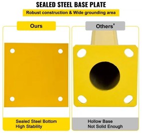 VEVOR Safety Bollard, 48 Inch Height Bollard Post, 4.5 Inch Diameter Steel Pipe Safety Bollard Post, Yellow Steel Bollard, Steel Safety Bollard with 8 Anchor Bolts, Perfect for Traffic-Sensitive Area