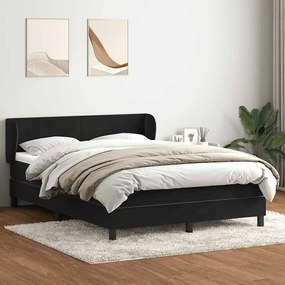 vidaXL Κρεβάτι Boxspring με Στρώμα Μαύρο 160x210 εκ. Βελούδινο