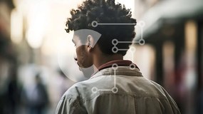 Intra Συλλεκτικό Ξύλινο Παζλ Plywood 4mm - Κομψός άνδρας με Afro στο πεζοδρόμιο Σε Ξύλινο Κουτί - Διαστάσεις Puzzle: 10x10 cm – 25 κομμάτια