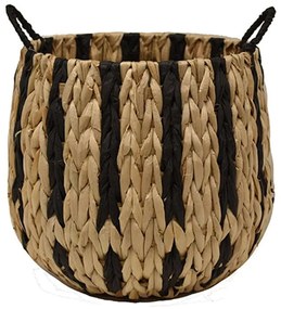 Καλάθι - Κασπώ Stripes 00.06.67470 25x27cm Ψάθινο Natural-Black Ψάθα