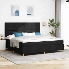 vidaXL LED Κρεβάτι με βάθρο με στρώμα Μαύρο 200 x 200 cm ύφασμα