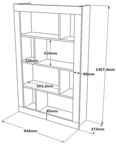 Βιβλιοθήκη Caring λευκό-sonoma 94.5x27x145.5εκ