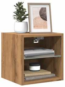 Έπιπλο Τοίχου Τηλεόρασης με LED τεχνίτης Δρυς 30 x 28,5 x 30εκ.