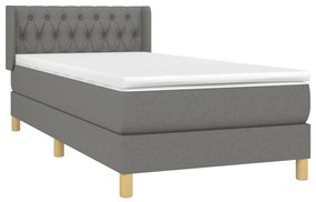 Κρεβάτι Boxspring με Στρώμα Σκούρο Γκρι 100x200 εκ. Υφασμάτινο - Γκρι