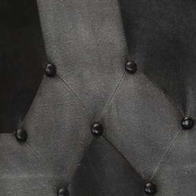 Πολυθρόνα Κουνιστή Μαύρη Γνήσιο Δέρμα &amp; Καραβόπανο με Υποπόδιο - Μαύρο