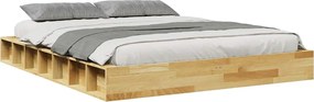 vidaXL Πλαίσιο κρεβατιού χωρίς στρώμα 135x190 cm μασίφ ξύλο δρυς